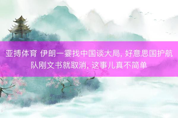 亚搏体育 伊朗一霎找中国谈大局， 好意思国护航队刚文书就取消， 这事儿真不简单