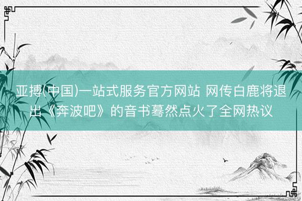 亚搏(中国)一站式服务官方网站 网传白鹿将退出《奔波吧》的音书蓦然点火了全网热议