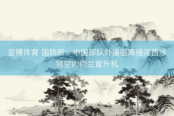 亚搏体育 国防部：中国部队外逼驱离侵闯西沙领空的荷兰直升机