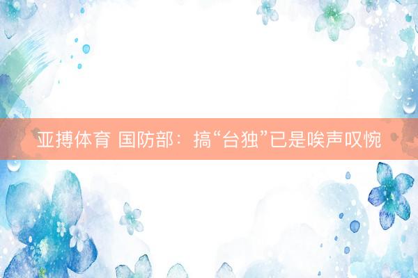 亚搏体育 国防部：搞“台独”已是唉声叹惋