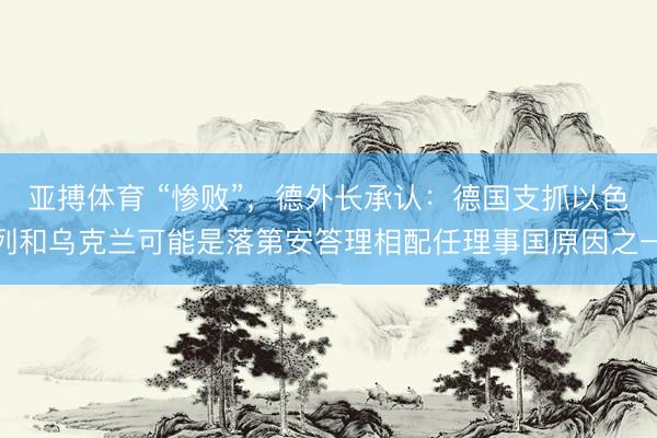 亚搏体育 “惨败”，德外长承认：德国支抓以色列和乌克兰可能是落第安答理相配任理事国原因之一