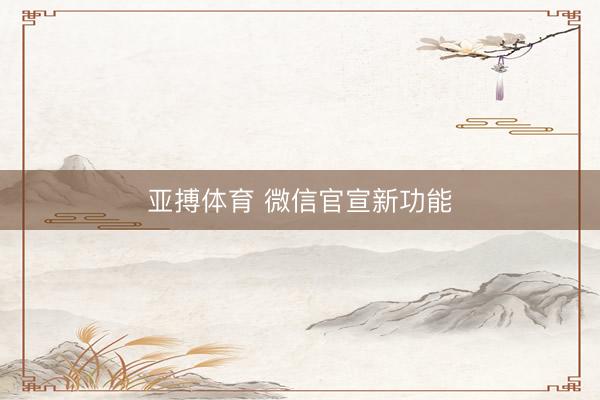 亚搏体育 微信官宣新功能