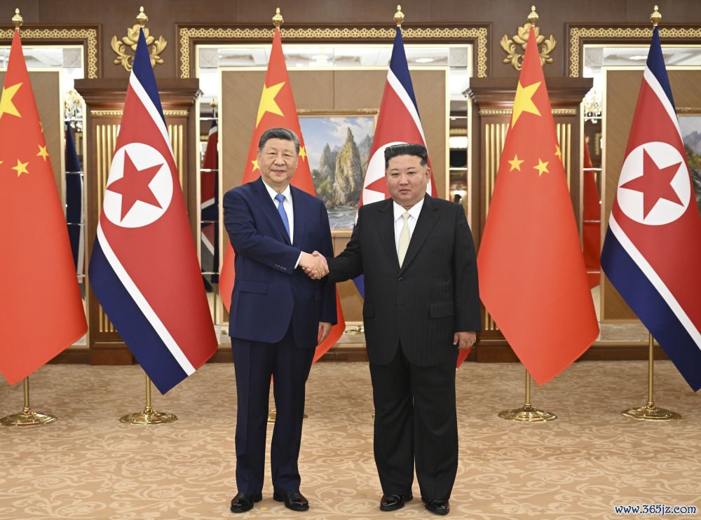 当地时分2026年6月8日下昼，中共中央总文书、国度主席习近平在平壤锦绣山迎宾馆同朝鲜职业党总文书、国务委员长金正恩举行会谈。新华社记者谢环驰摄
