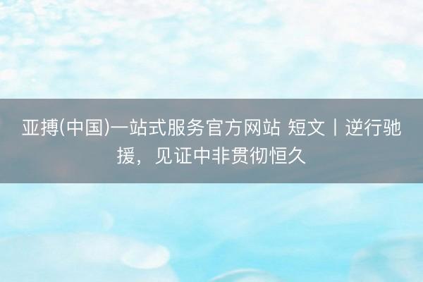 亚搏(中国)一站式服务官方网站 短文丨逆行驰援，见证中非贯彻恒久